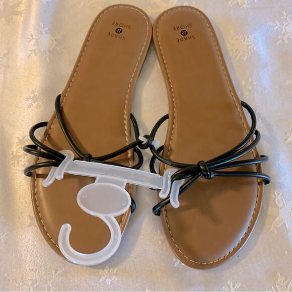 Shade & Shore Sandals Flats Black Slip On Sz 10 NWOT Gorgeous - Picture 1 of 4